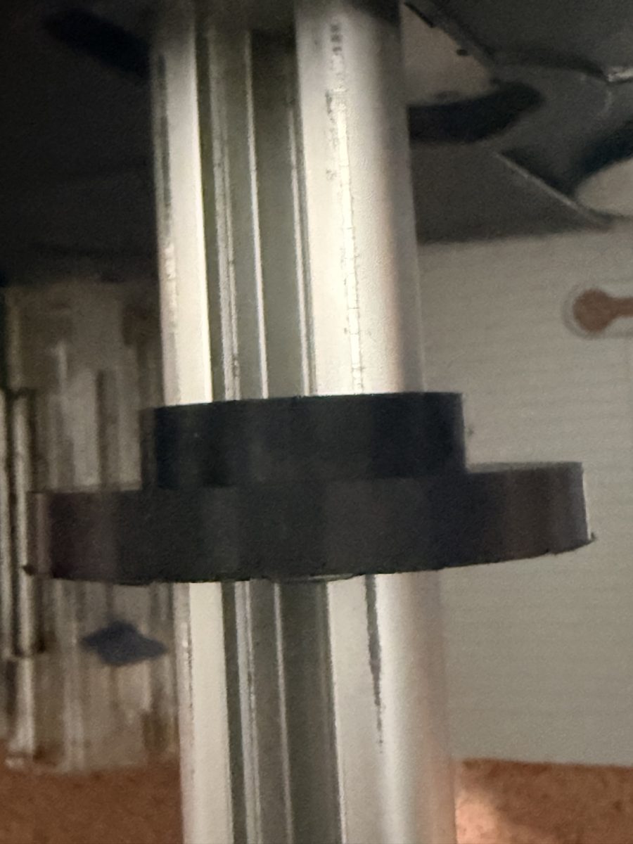 Custom 3D printed locking adjustable collar on shaft, view 2